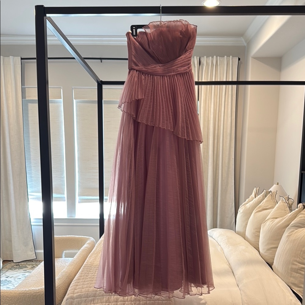Theia Delphine Strapless Gown in Dusty Rose